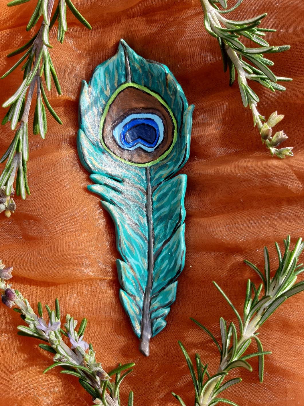 Plato de plumas de pavo real / Boho Decor / Regalo de plumas Etsy