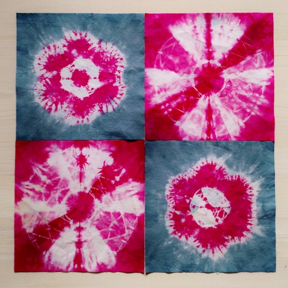 Tie Dye Quilt Blocks Set of 4 Each 7.5x 7.5 Etsy