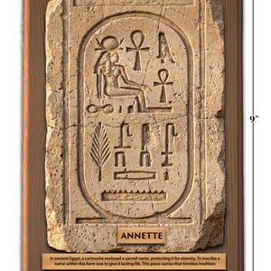 Personalized Egyptian Cartouche Plaque | Custom Name Hieroglyph Art, Limestone Finish