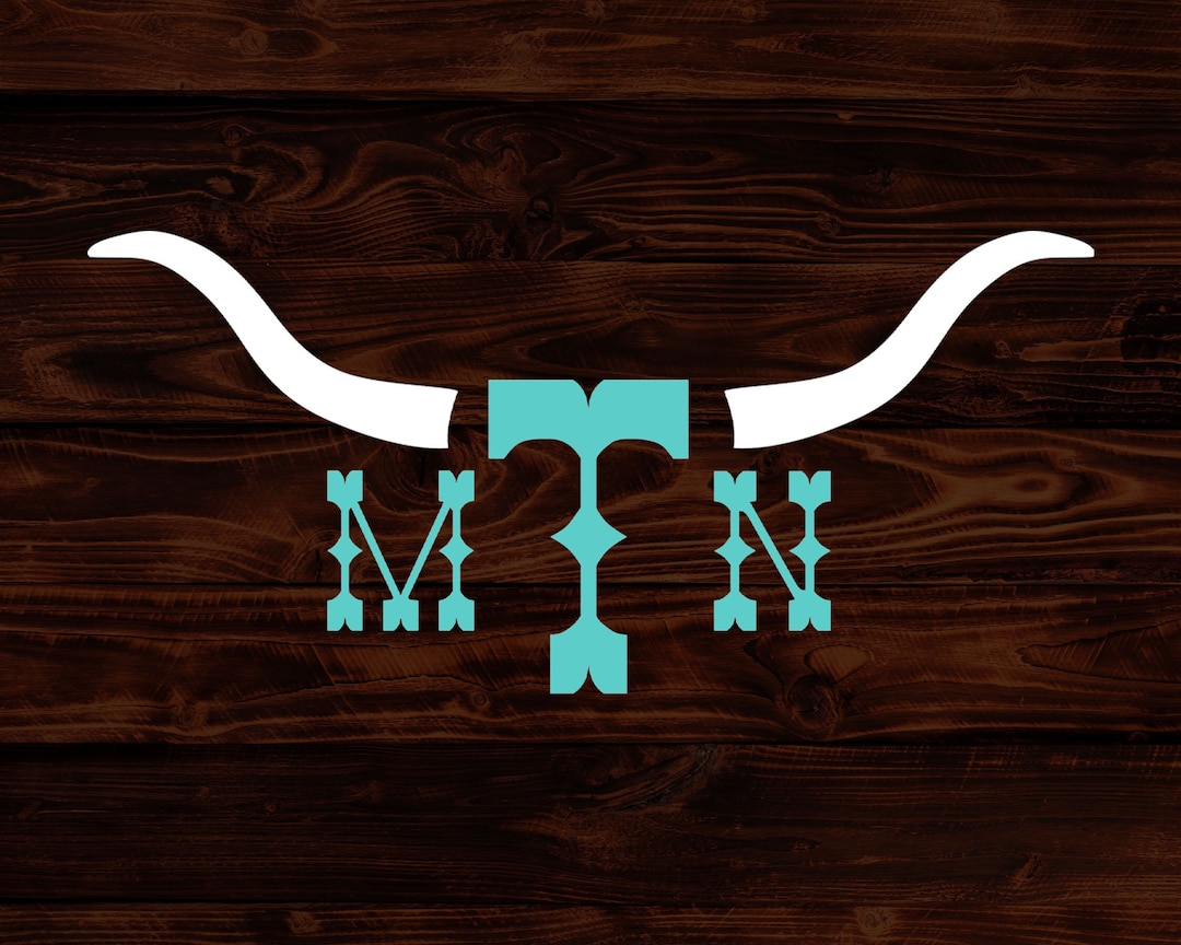 2 Color Longhorn Western Monogram Decal, Monogram Vinyl Sticker