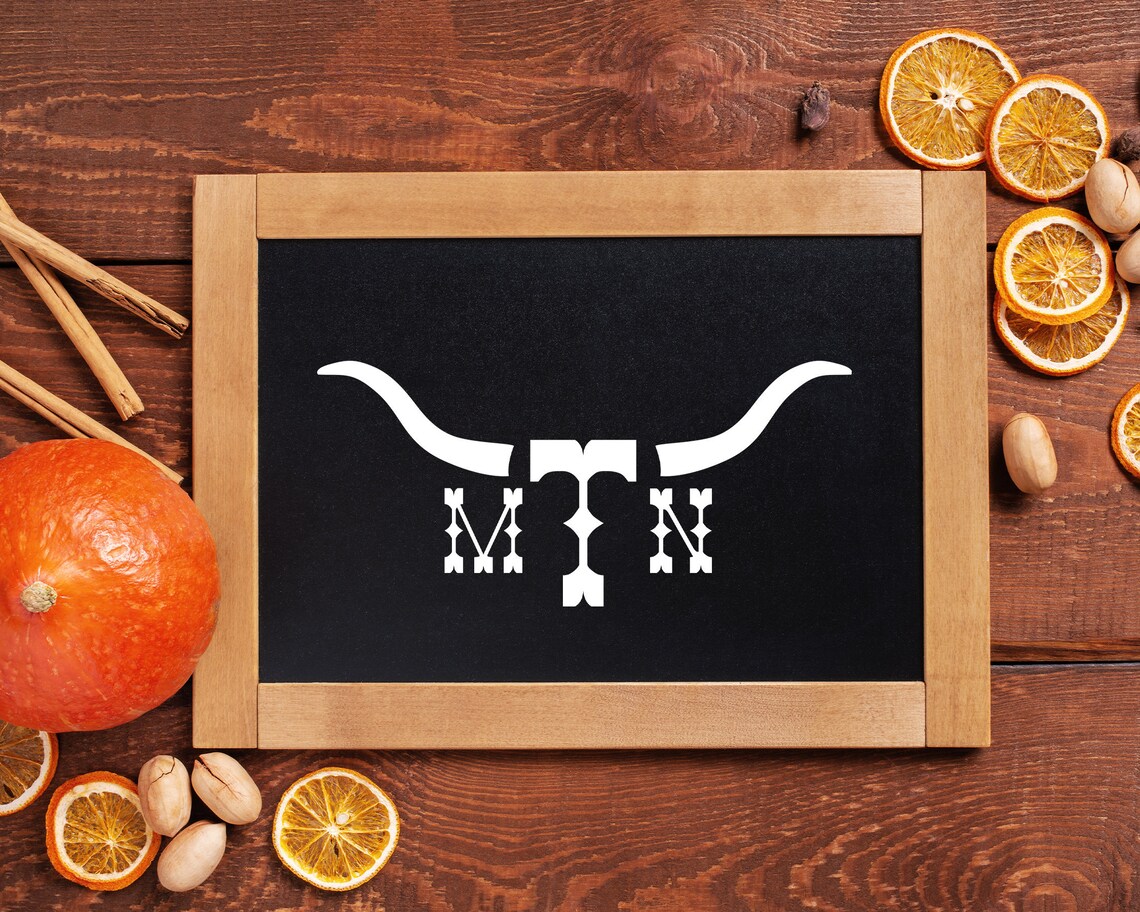 Longhorn Western Monogram Decal Monogram Vinyl Sticker | Etsy