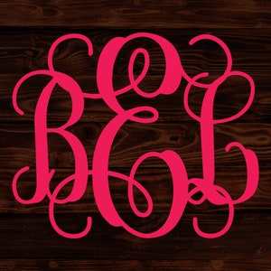 Rebe Monogramm Aufkleber, Monogramm Vinyl Aufkleber, Monogramm Geschenke, Auto Aufkleber, Geschenk für sie, Geschenk für Mutter, Benutzerdefinierte Monogramm, Mädchen Monogramm