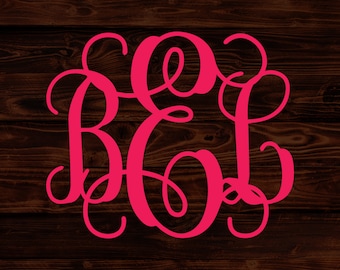 Vine Monogram Decal: Custom Vinyl Sticker for Car, Laptop, Water Bottle