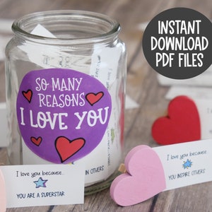 Cartes Raison familiale Je t'aime, Notes de boîte à lunch, Cartes de compliments pour enfants, Cartes d'encouragement, Cartes de Saint-Valentin à faire soi-même, Cadeau de Saint-Valentin pour enfants