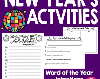 New Year's Activity Packet: Intentions, Word of the Year (Digital Download)
