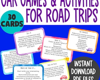 Juegos de viaje por carretera: 30 tarjetas de actividades de coche (descarga digital)