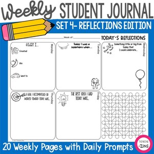 Geführte Journal Seiten für Kinder - Schüler Reflection - Journal Prompts für Achtsamkeit und positives Denken | Kids Journal Reflections