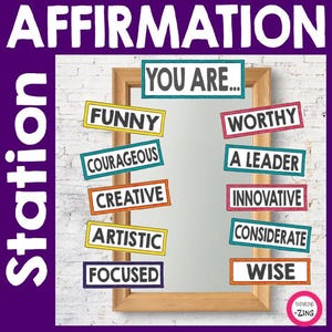 Affirmation Station Mirror - Classroom Decor - Student Affirmations - Positive Messages - Bulletin Board - Classroom Door, Counselor Decor