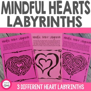 Mindful Heart Labyrinths Mindfulness - kalmerende kaarten voor focus - Valentijnsdagkaarten - Calm Down Corner - meditatie voor kinderen - Valentijnsdag