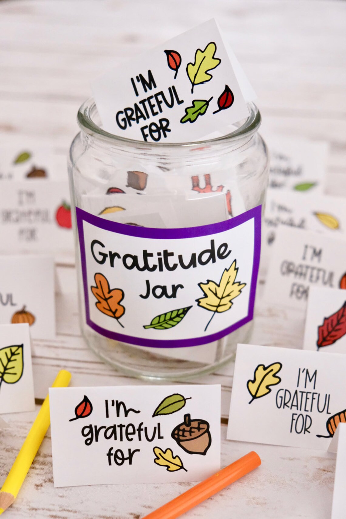 Gratitude Make Your Own Jar, Fall Leaves Theme, Printable Craft
