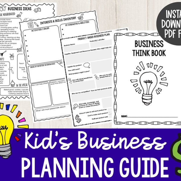 Kid's Business Planning Guide: Brainstorming Ideas, Skills Inventory, Business and Marketing Plan Templates, kid Entrepreneur- Marketplace