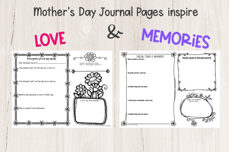 Mother's Day Reflection Journal, Activity Pack for Mother's Day ...