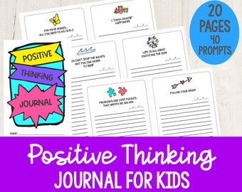 Páginas de diario de pensamiento positivo para niños - Páginas de diario imprimibles de reflexión y atención plena - Conjunto 2