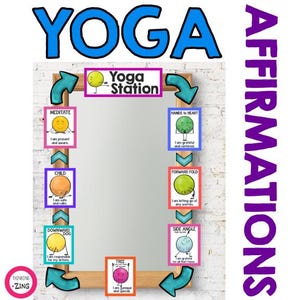Kids Yoga Affirmation Station Calm Down Station | Mindfulness Kids Activity  | Counselor | Brain Break | SEL Activity | Zen Zone for kids