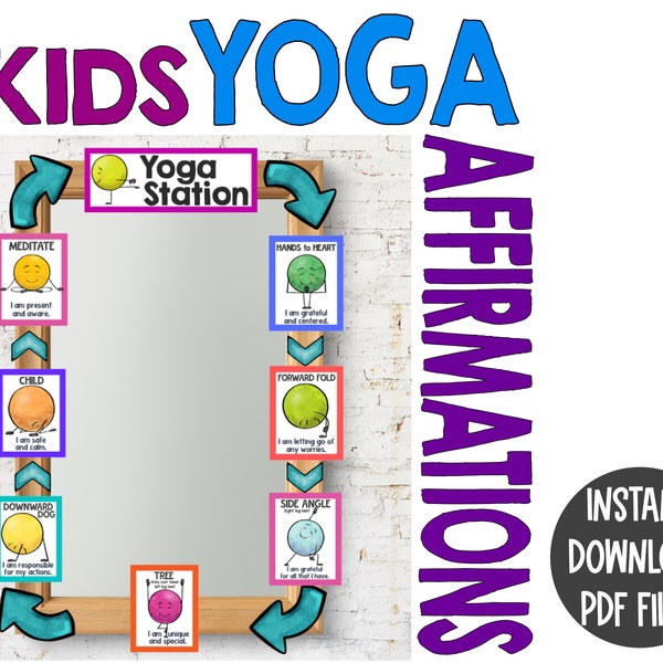 Kids Yoga Affirmation Station Calm Down Station | Mindfulness Kids Activity  | Counselor | Brain Break | SEL Activity | Zen Zone for kids