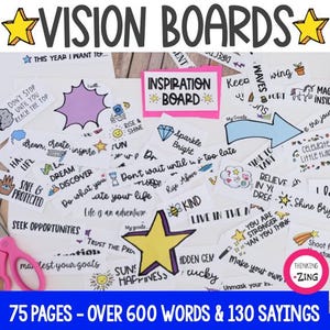 Kit de tableau Vision famille et enfants 2025 - Tableau de rêve inspirant imprimable - Tableau d'humeur motivant - Tableau des objectifs - Liste de seaux - Nouvel an