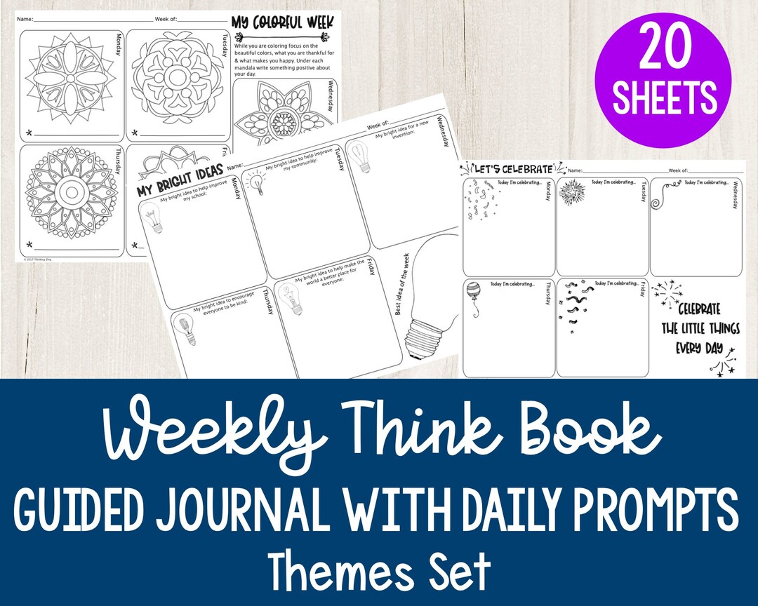 Printable Daily Guided Journal Pages for Kids SET 2 Themed Journal ...