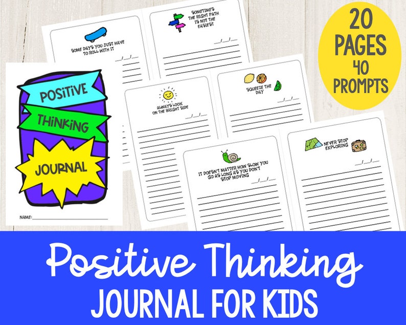 Positive Thinking Journal for Kids Reflection and Mindfulness Printable Journal Pages Set 1 image 1