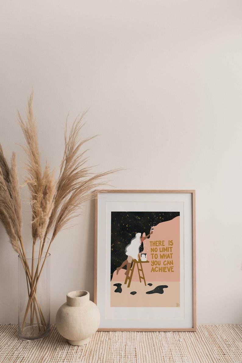 Woman Magic No Limits Fine Art Giclee Print Mental Health Universe Affirmation Feminist Empower Interior Decor Wall Stars