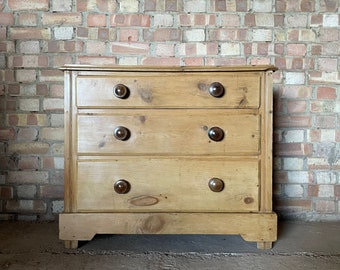 Antique Victorian Pine Solid Stripped Chest of Drawers