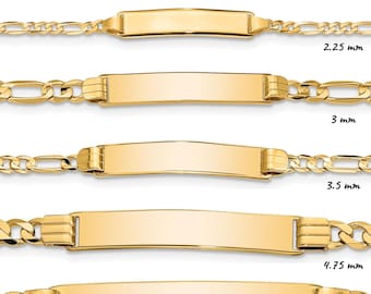 14K Yellow Gold Engravable Figaro Link ID Bracelet