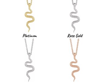 Collier Serpent Jaune / Blanc / Or Rose ou Platine 14K