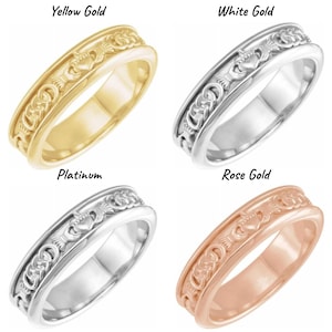 10K or 14K or 18K Yellow / White / Rose Gold or Platinum Claddagh Ring