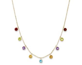 Collar multi-piedras preciosas de oro amarillo de 14K