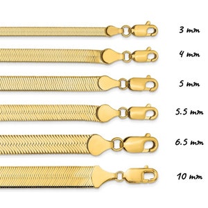 Pulsera/tobillera de espiga de oro amarillo macizo de 14 quilates, 7&quot;-8&quot; pulgadas, 3 mm-10 mm de grosor