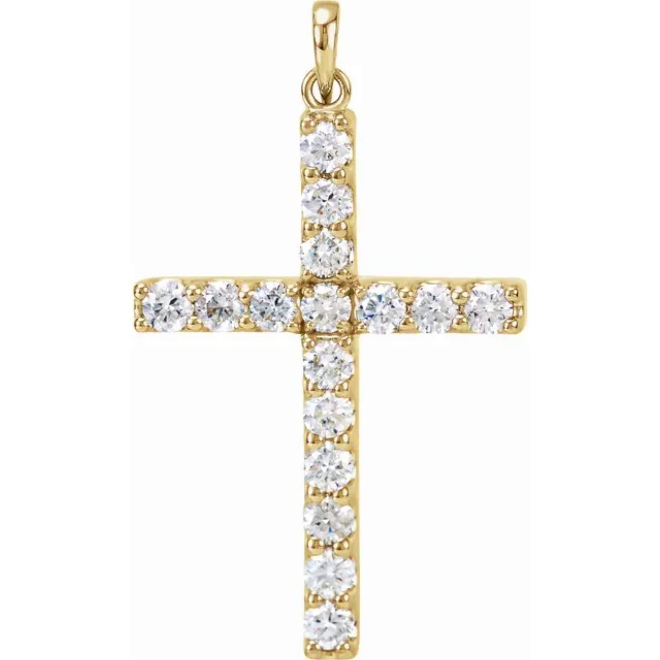 14K Yellow / White / Rose Gold or Platinum and Diamond Cross | Etsy