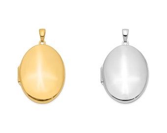 14K Yellow or White Gold Engravable Oval Locket