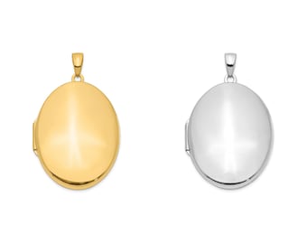 14K Yellow or White Gold Engravable Oval Locket