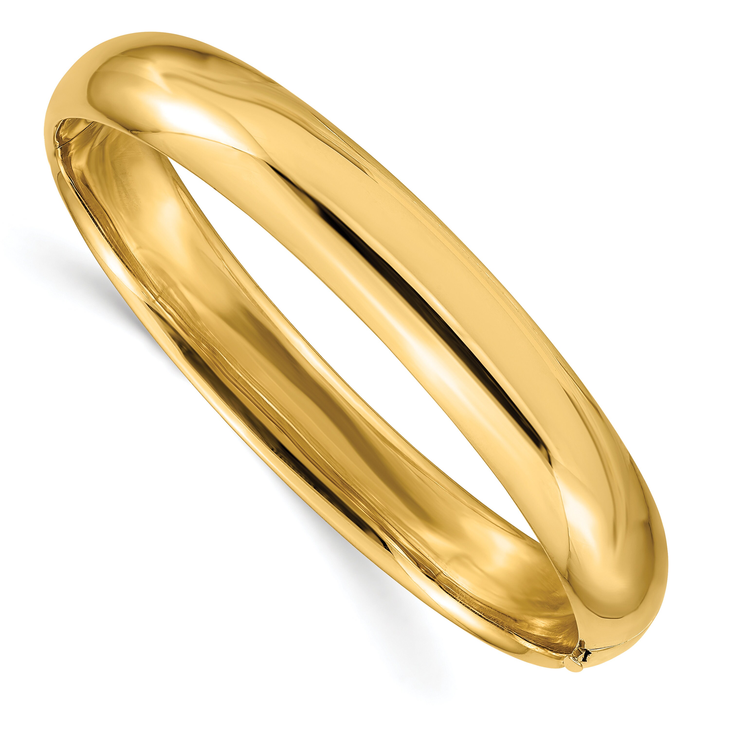 14k Yellow Gold Bangle Bracelet with Polished Knot (9.50 mm)