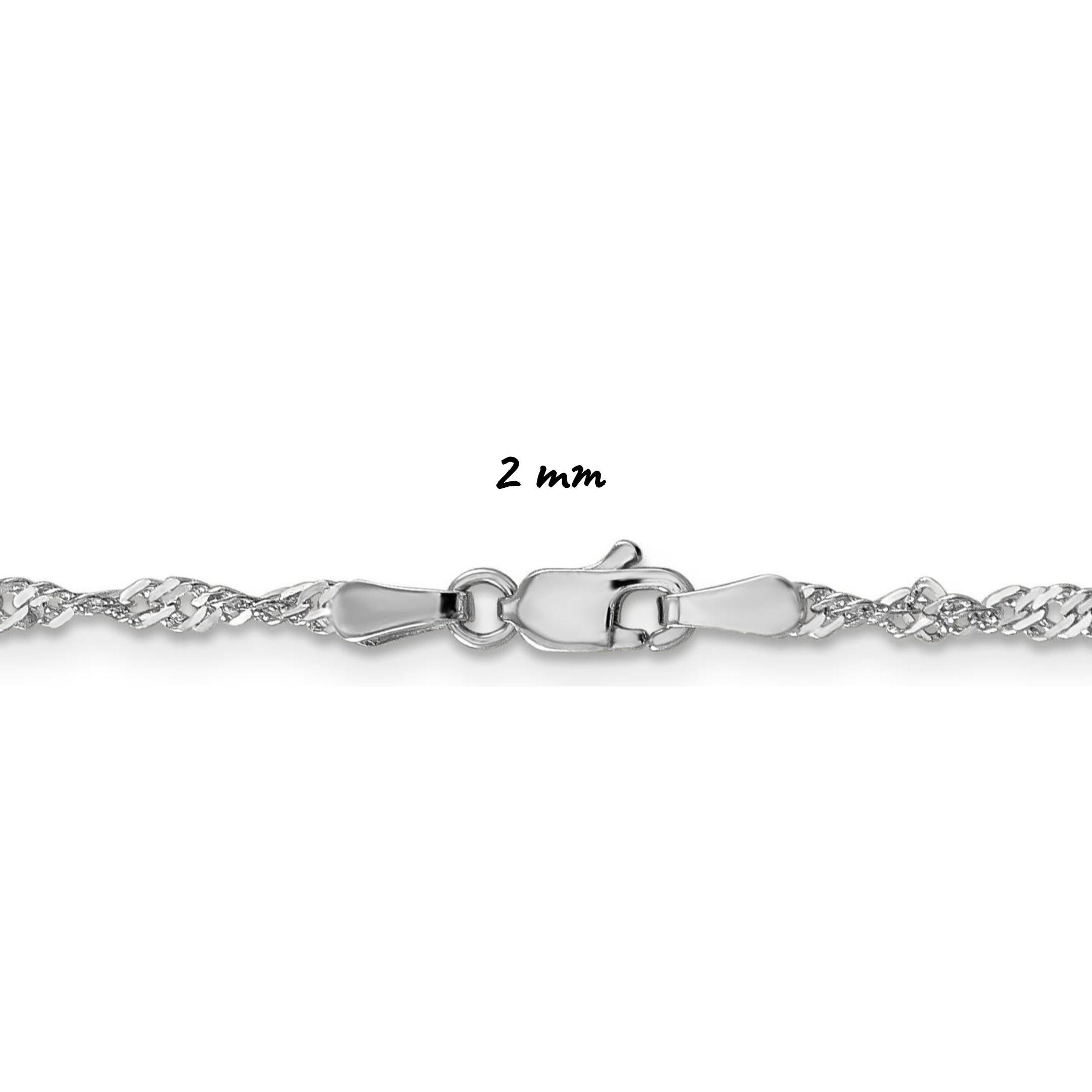 14K Oro Bianco Singapore Catena, Larghezza 1.0mm