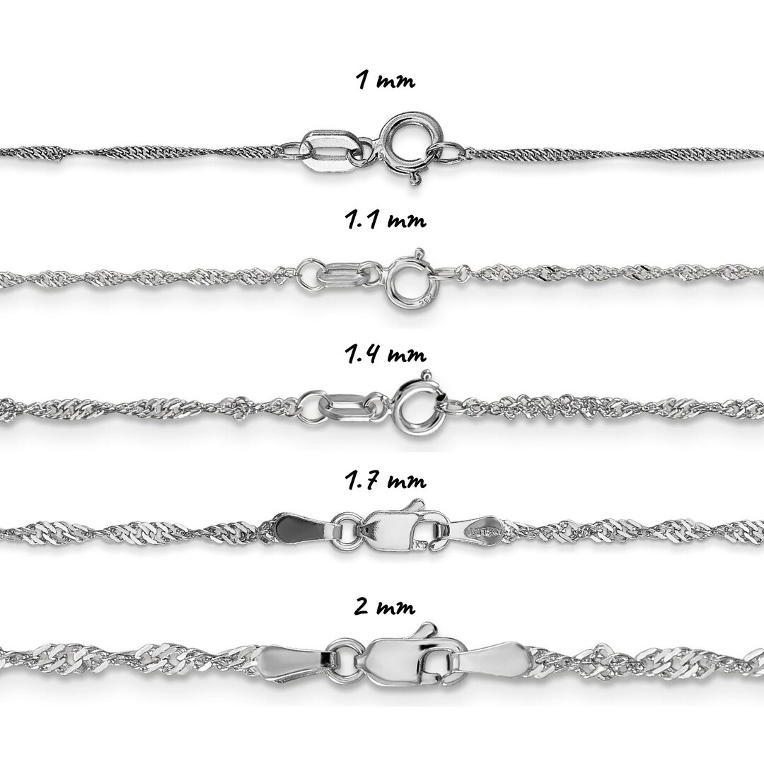 14k White Gold Singapore Chain (2.10 mm) main image 1