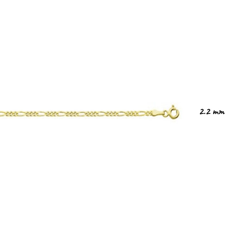 Solid 14K Yellow Gold Figaro Necklace Chain 1630 | Etsy