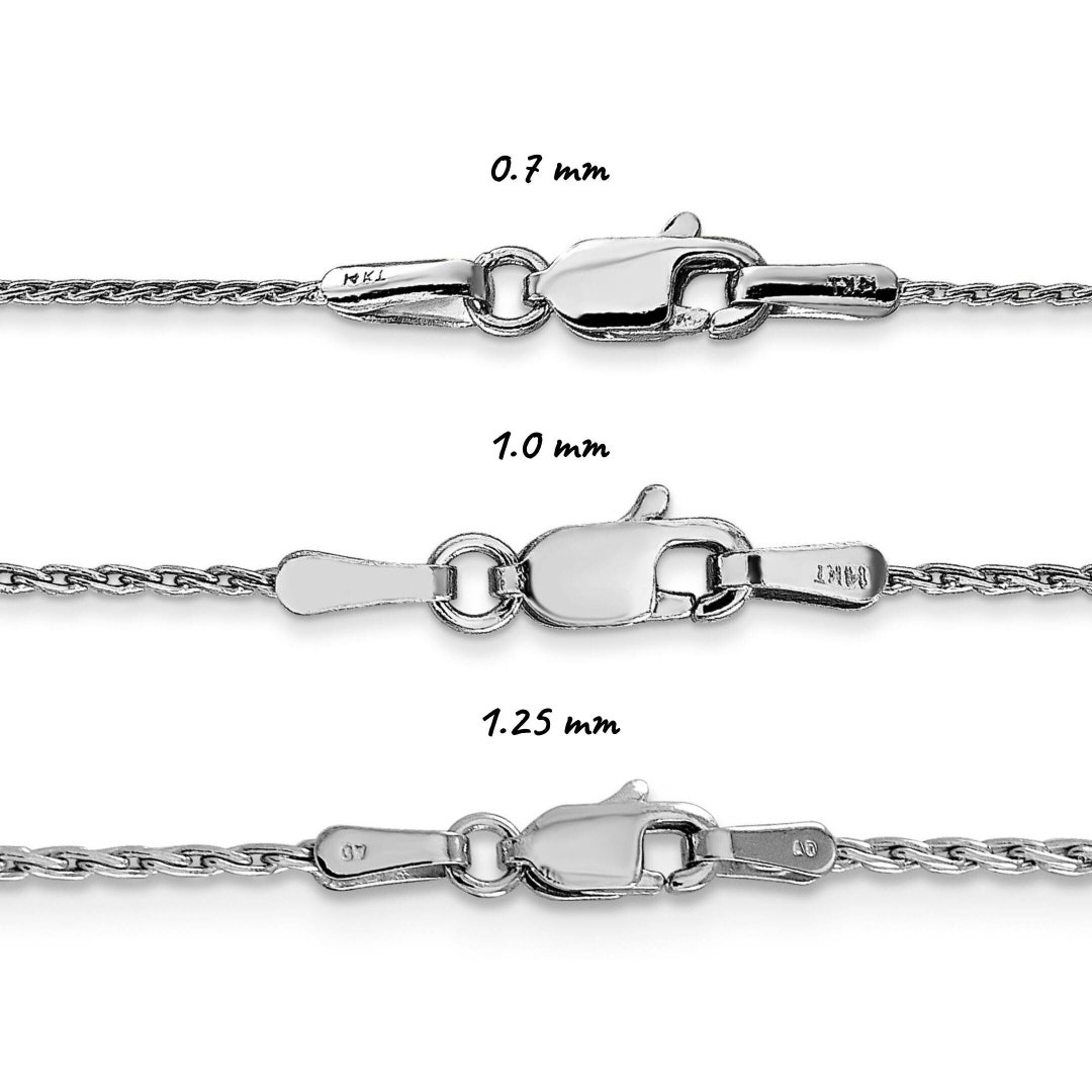 Collana A Catena Oro Bianco 14K - Modello Spiga Tonda 0,6 Mm, Sottile E Resistente, Con Chiusura A Anello, In Scatola Regalo