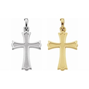14K Yellow or White Gold Cross Pendant