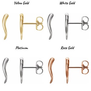 Pendientes de cuerno italiano de 14 quilates amarillo / blanco / rosa o platino