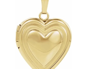 14K Yellow Gold Engravable Heart Locket