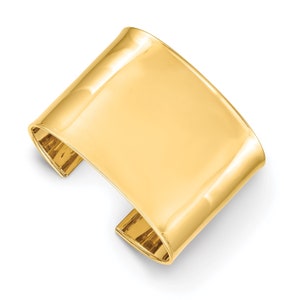 Massiver 14K Gelbgold polierter 47 mm großer gravierbarer Armreif