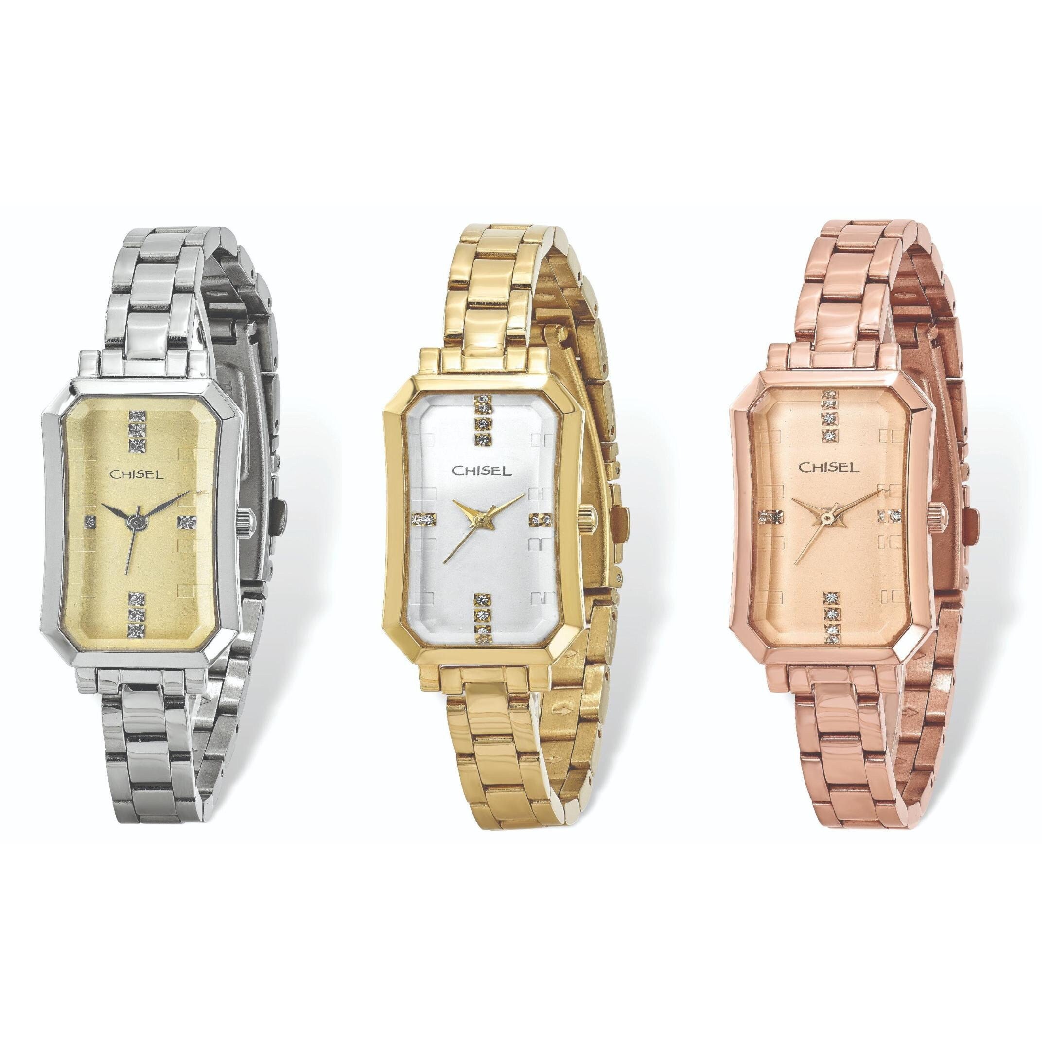Ladies Chisel Stainless Steel White Dial Wrist Watch, 7.5 inch Length Facet White Dial Women main image 2