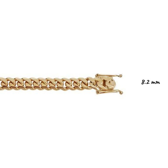 14K Oro Giallo Da Uomo 7.5mm Miami Maglia Cubana Catena Italiano - Foto 2
