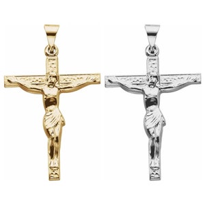 14K Yellow or White Gold Crucifix Pendant