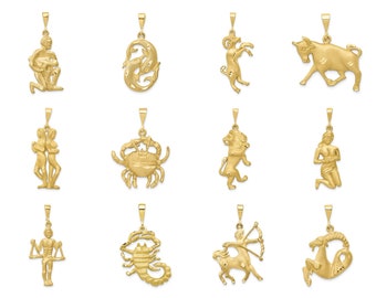 Solid 10K or 14K Yellow Gold Large Zodiac Charms