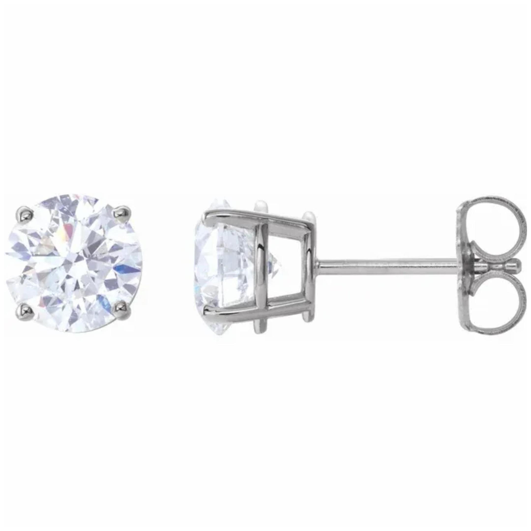 Platinum and Diamond 4-prong Stud Earrings - Etsy display picture 1