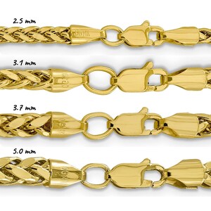 Semi-Solid 14K Yellow Gold Spiga Wheat Chain Necklace, Thick Links, 16&quot;-26&quot; Inch, 2.5mm-5.0mm Thick