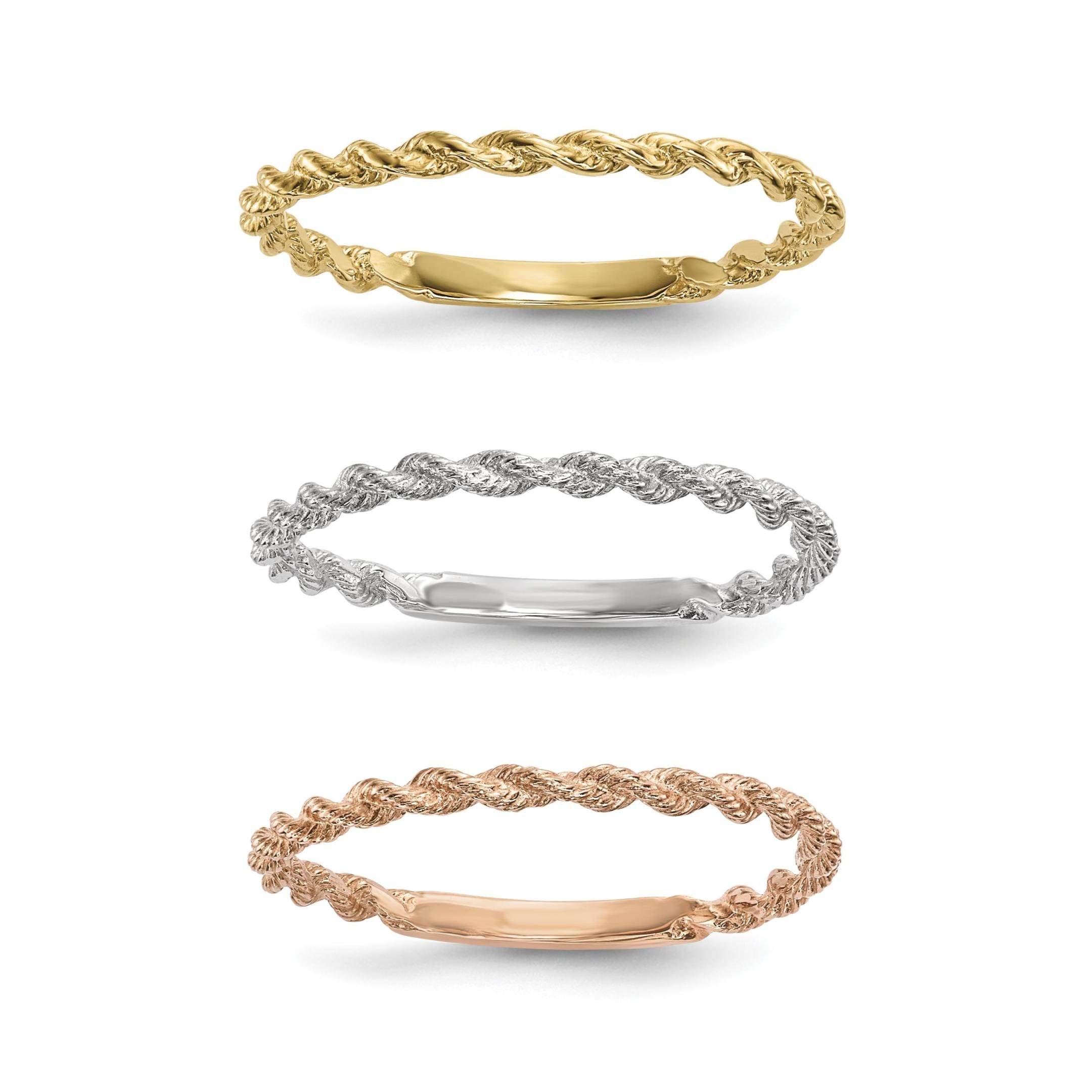 14K Yellow, White, or Rose Gold Polished Twisted Rope Ring - Etsy