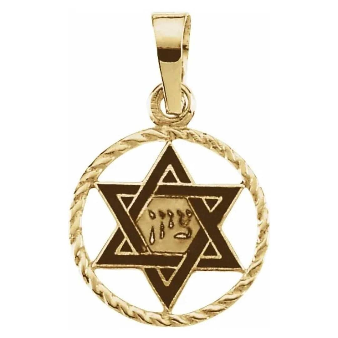 14K Yellow Gold Star of David Rope Pendant - Etsy