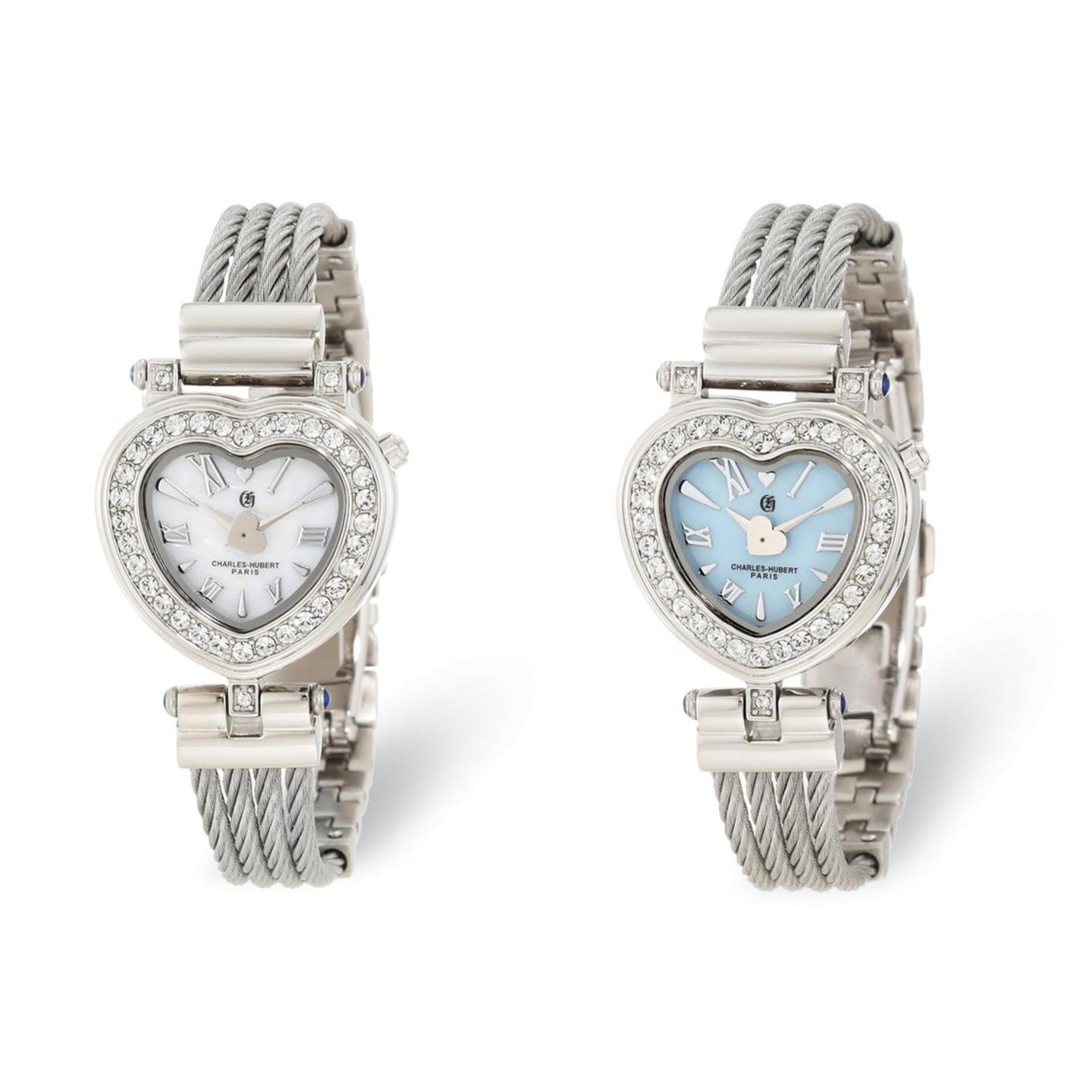 Charles Hubert Ladies Stainless Steel Watch - Swarovski 